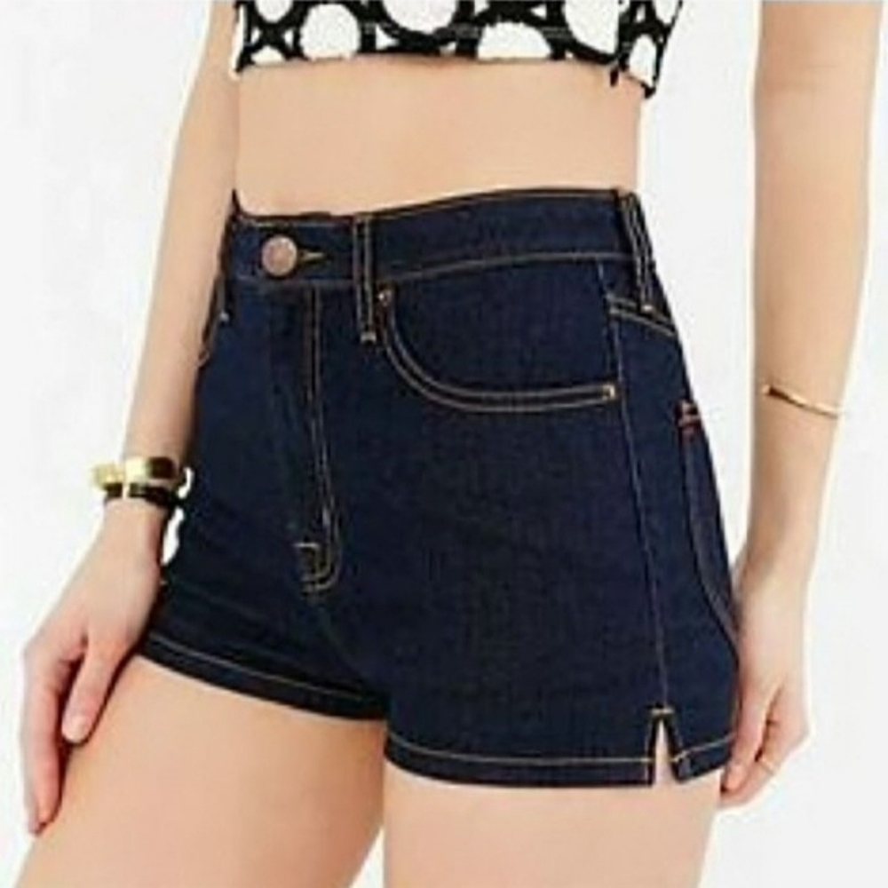 BDG Urban Outfitters Dark Wash Blue Super High Rise Spade Pin Up Jean Shorts